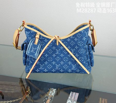 ルイヴィトン キャリーオール・カーゴPM モノグラム・デニム ブルーデニム M28287 ヴィトン モノグラム デニム バッグ